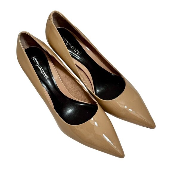 JEFFREY CAMPBELL Nikia Pointed Toe Pumps In Nude Patent Size 8.5 - Picture 3 of 9